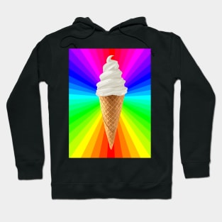 Rainbow Fluorescent Vanilla Ice Cream Cone Hoodie